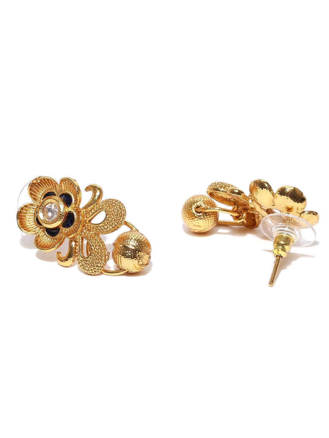 YouBella Navy  Gold-Toned Stone-Studded Braided Jewellery Set